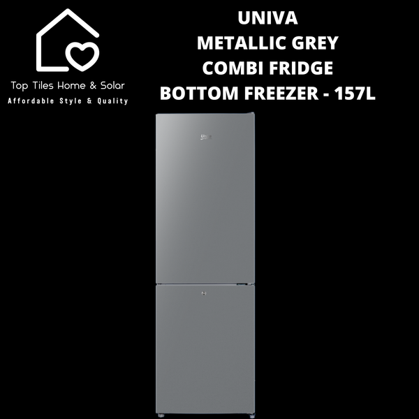 Univa Metallic Grey Combi Fridge Bottom Freezer - 157L