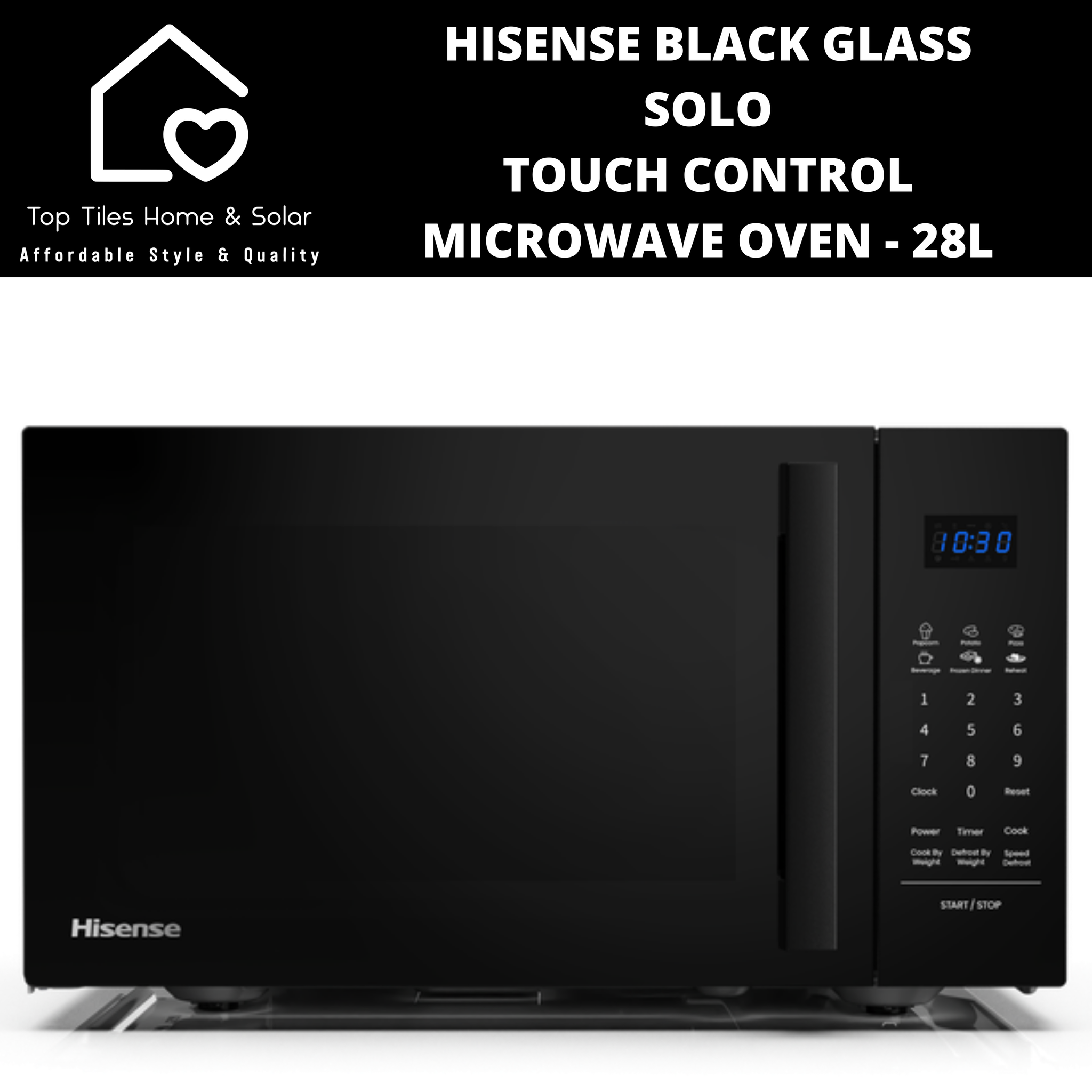 Hisense Black Glass Solo Touch Control Microwave Oven - 28L