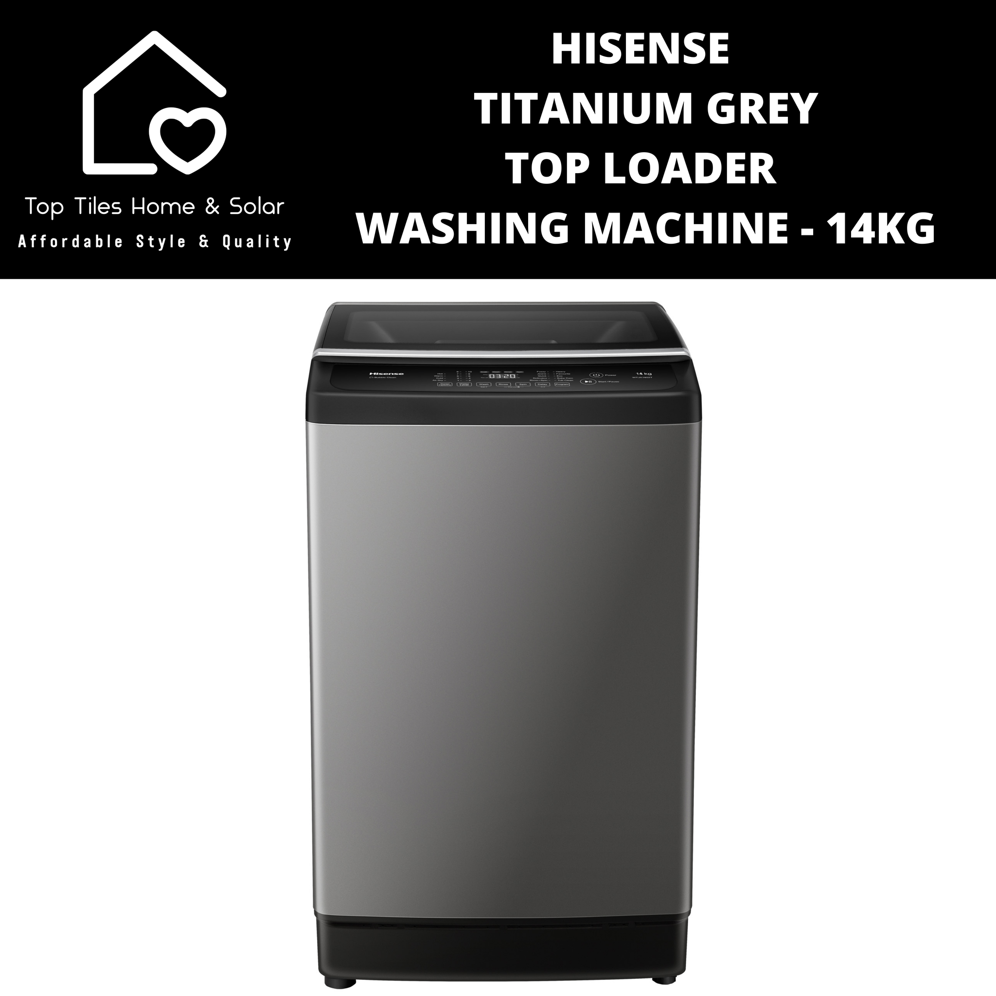 Hisense Titanium Grey Top Loader Washing Machine - 14kg