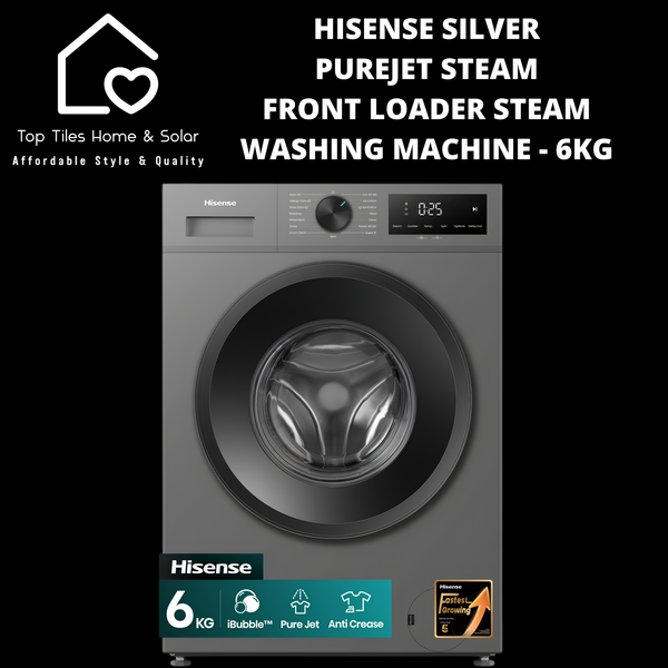 Hisense Silver A++ iBubble PureJet Steam Front Loader Washing Machine - 6kg