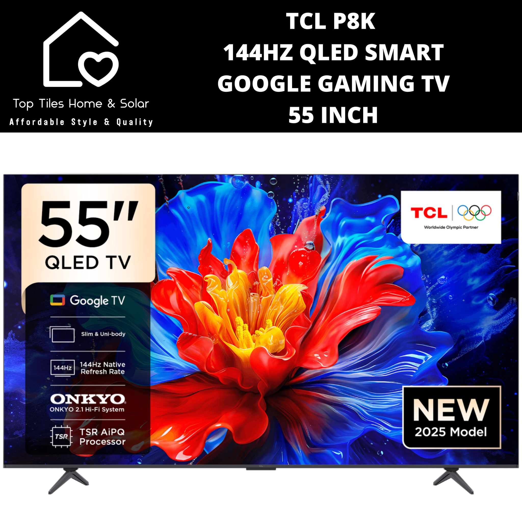 TCL P8K 144Hz QLED Smart Google Gaming TV - 55 Inch