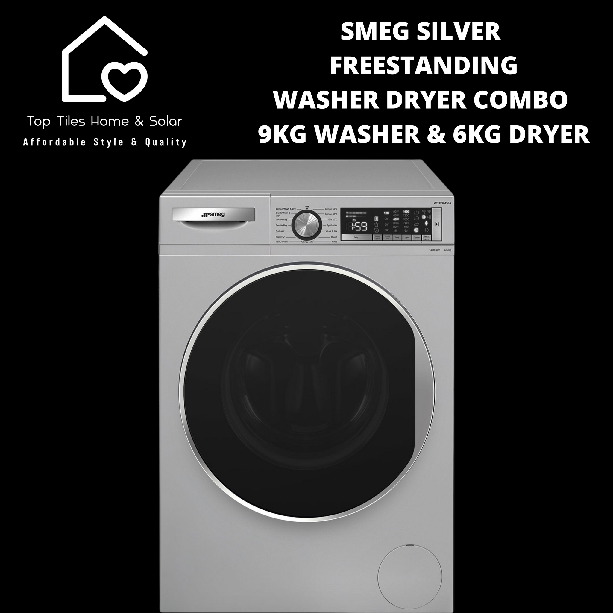 Smeg Silver Freestanding Washer Dryer Combo - 9/6kg