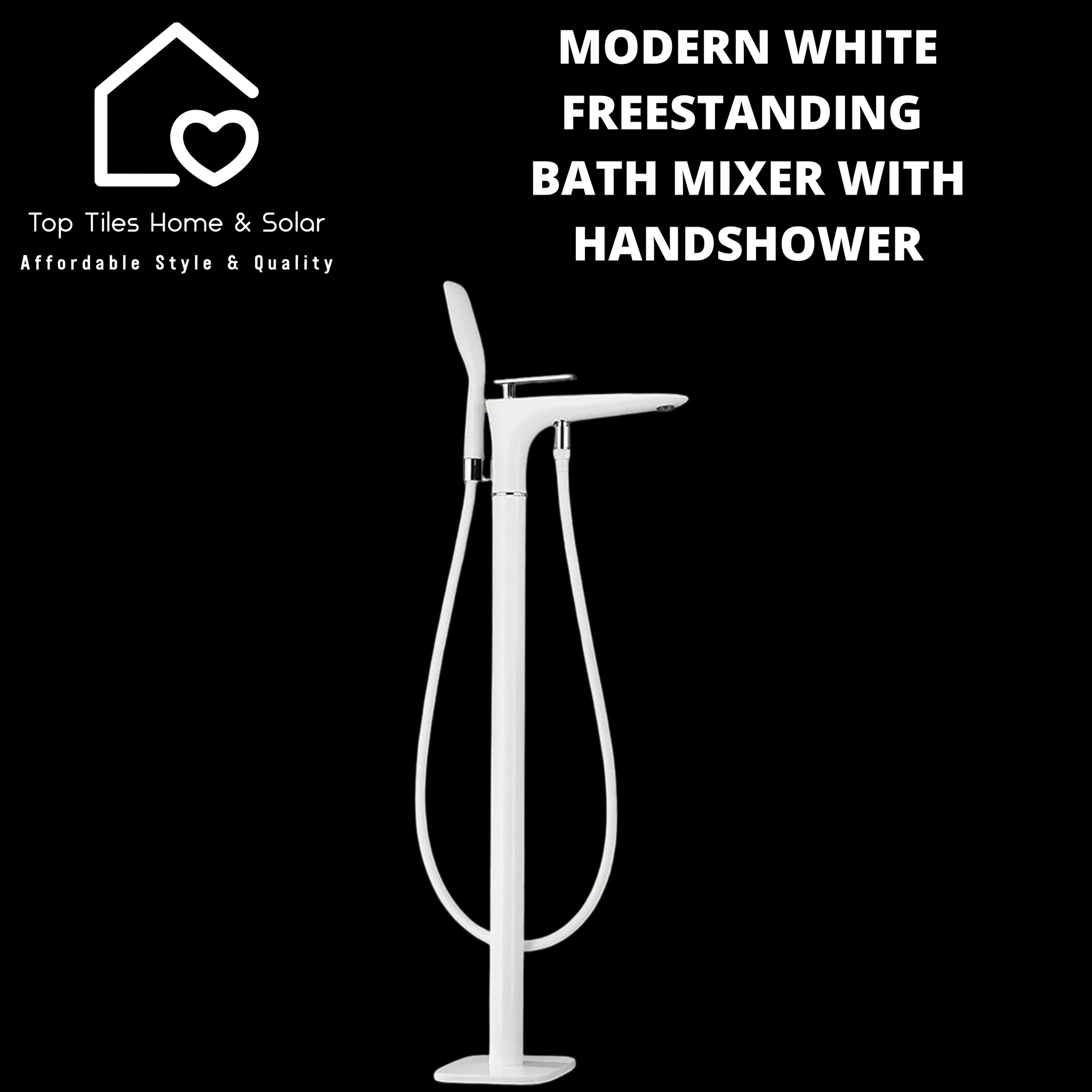 Modern White Freestanding Bath Mixer With Handshower