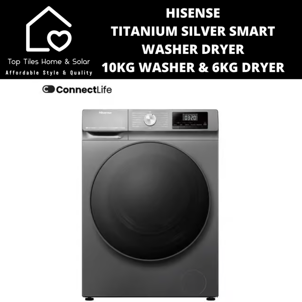 Hisense Titanium Silver Smart Washer Dryer - 10kg Washer & 6kg Dryer