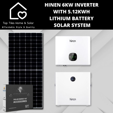 Hinen 5KVA Solar System - 6kw Inverter + 5.12kwh lithium Battery + Installation Kit