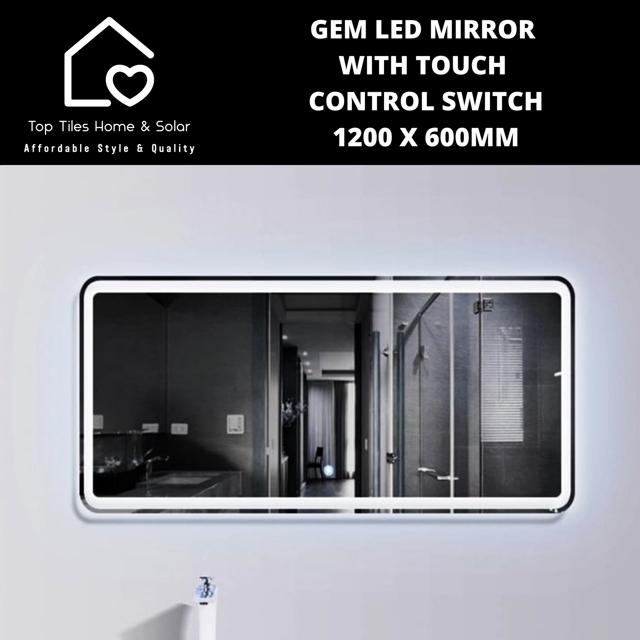 Gem LED Mirror With TouchControl Switch -  1200 x 600mm