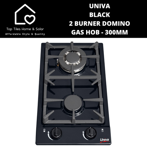 Univa Black 2 Burner Domino Gas Hob - 300mm