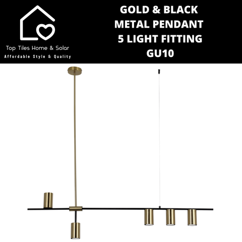 Gold & Black Metal Pendant 5 Light Fitting