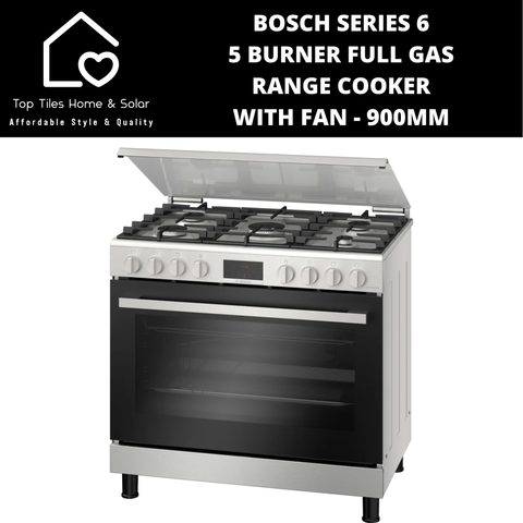 Bosch Series 6 - 5 Burner Full Gas Range Cooker with Fan - 900mm