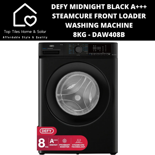 Defy Midnight Black A+++ SteamCure Front Loader Washing Machine - 8kg DAW408B