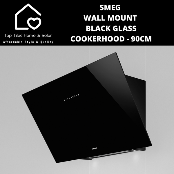 Smeg Wall Mount Universale Aesthetic Black Glass Cookerhood - 90cm