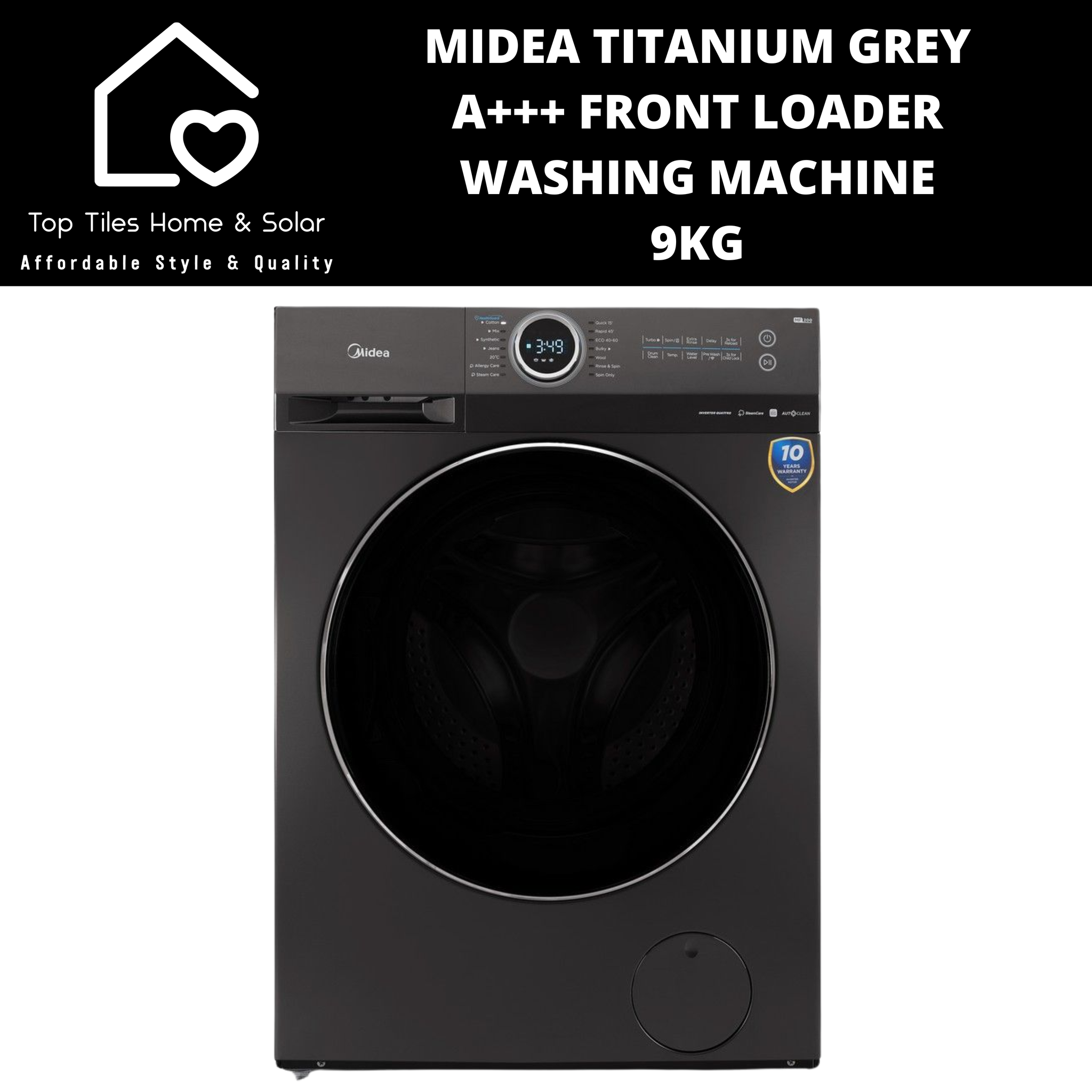 Midea Titanium Grey A+++ Front Loader Washing Machine - 9kg