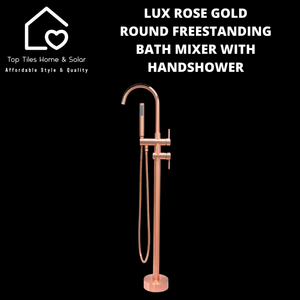 Lux Rose Gold Round Freestanding Bath Mixer With Handshower