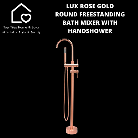 Lux Rose Gold Round Freestanding Bath Mixer With Handshower