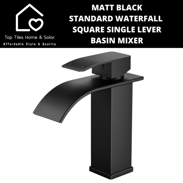 Matt Black Standard Waterfall Square Single Lever Basin Mixer