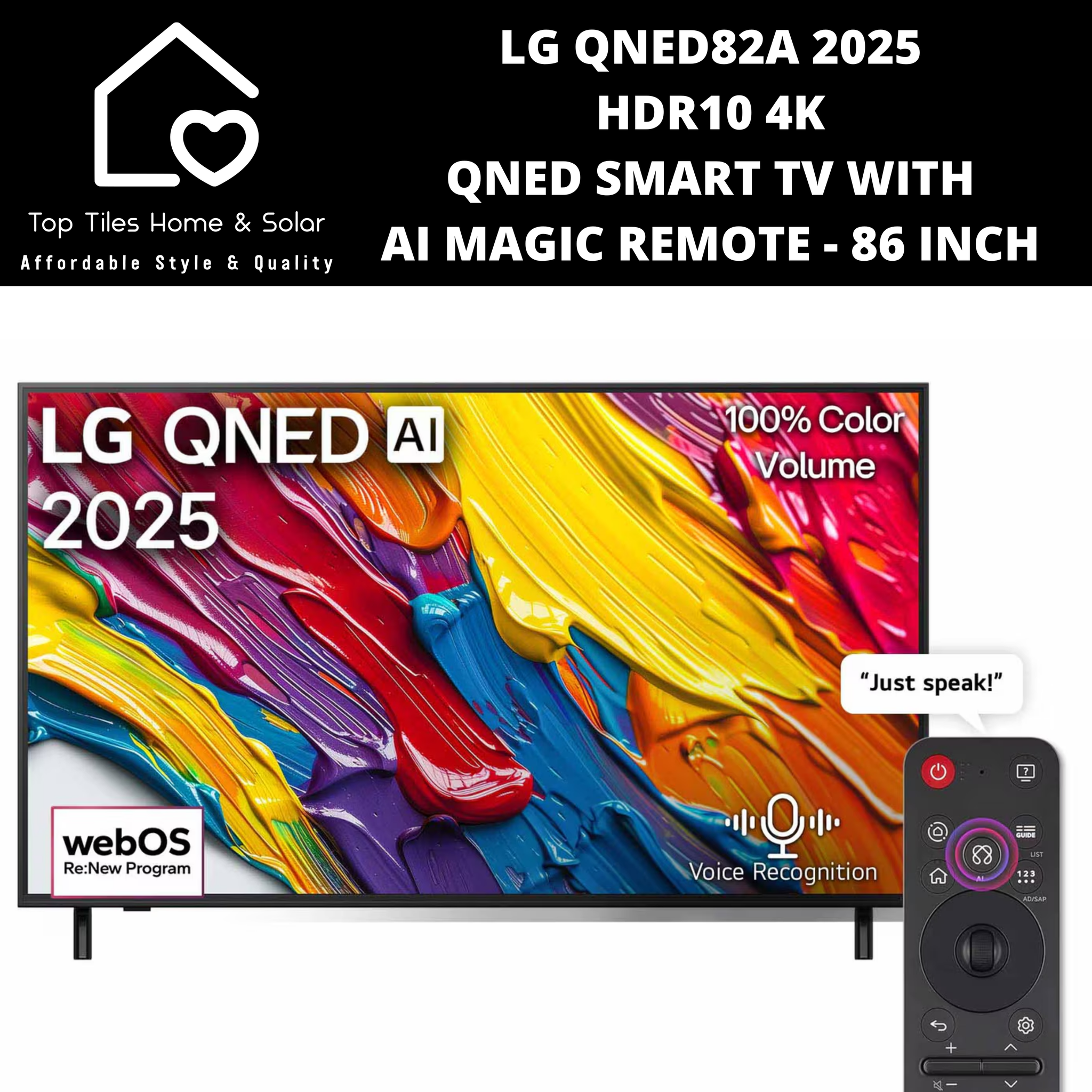 LG QNED82A 2025 HDR10 4K QNED Smart TV with AI Magic Remote - 86 Inch