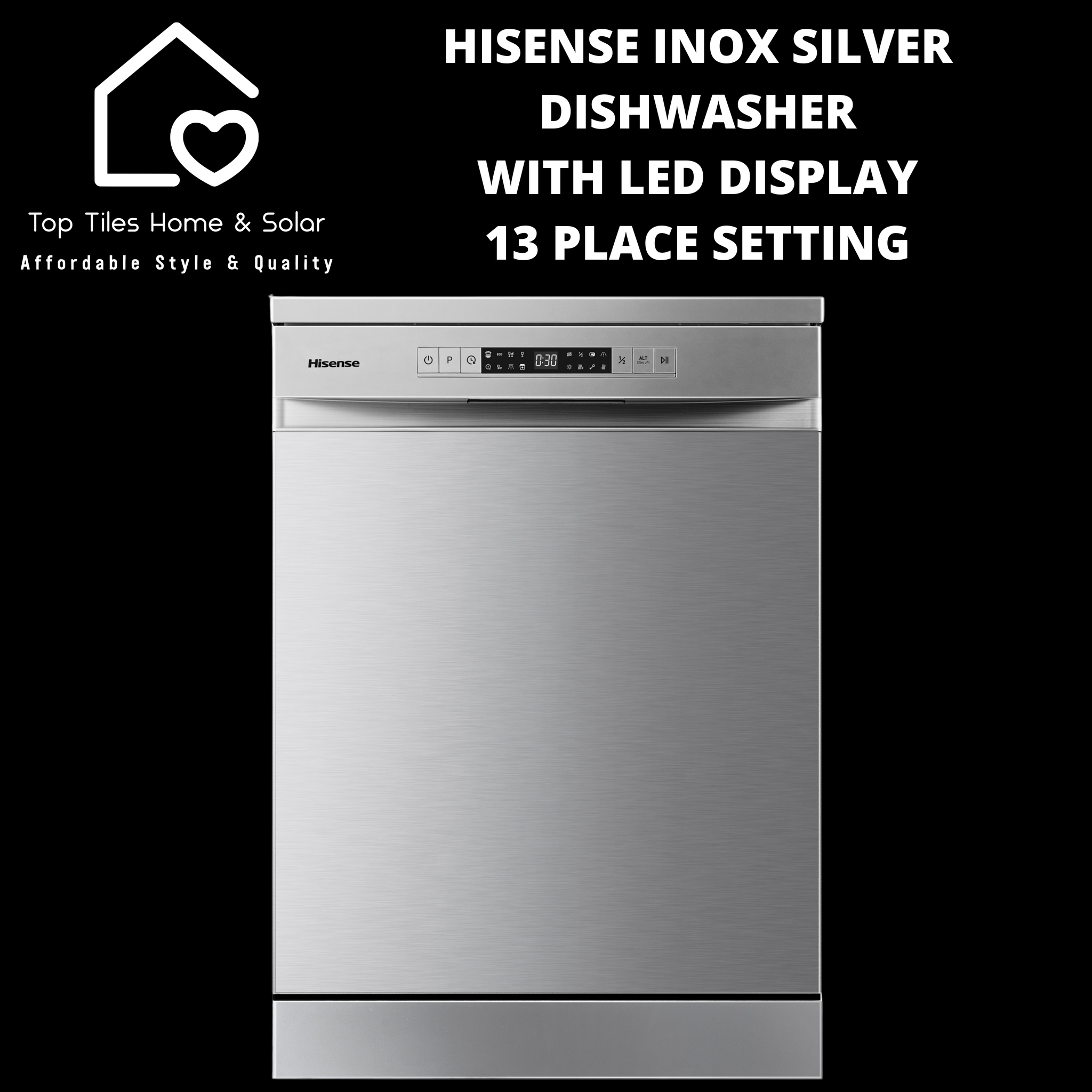 Hisense Inox Silver Dishwasher with LED Display - 13 Place Setting