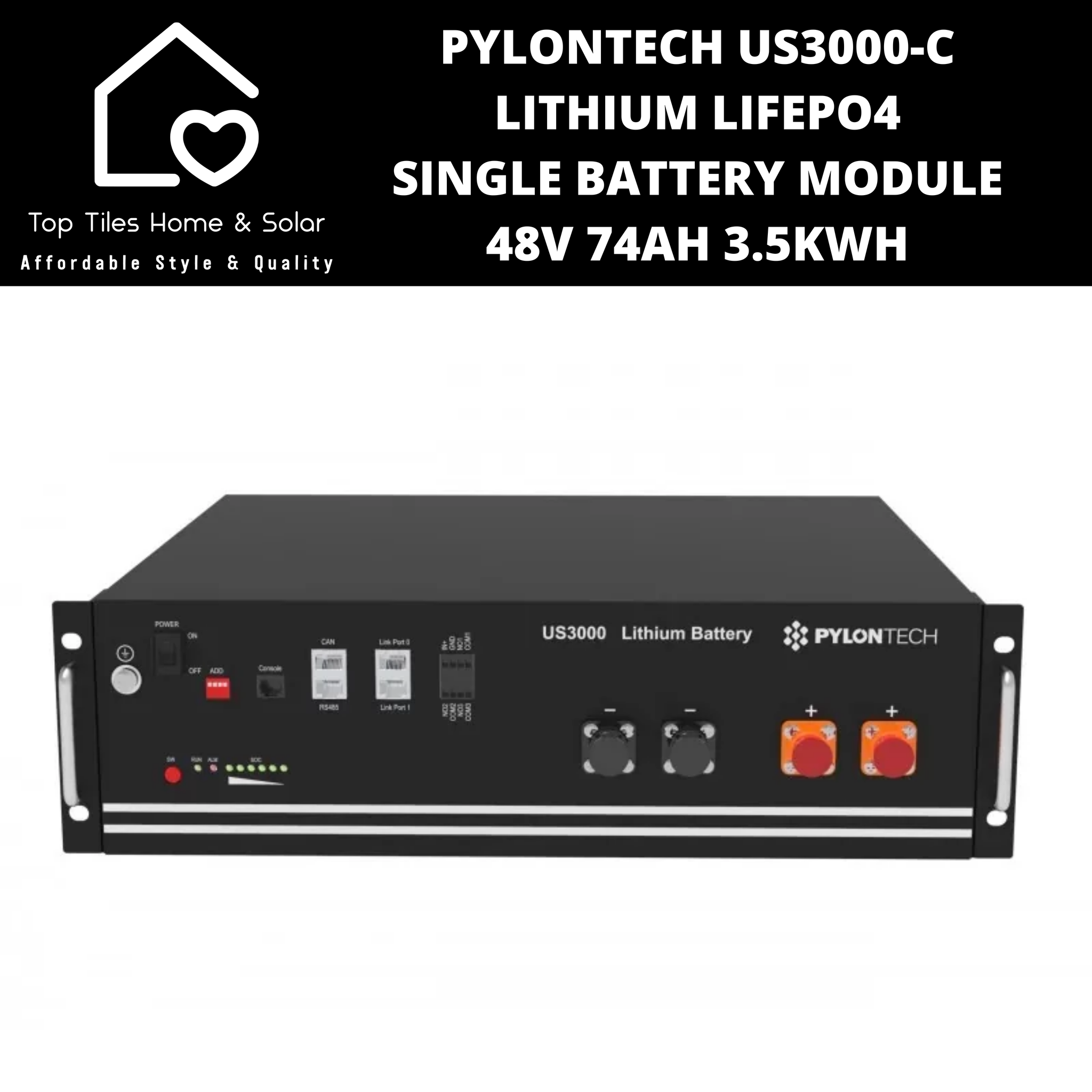 Pylontech US3000-C Lithium LiFePo4 Single Solar Battery Module - 48V 74Ah 3.5kWh