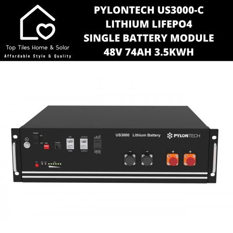 Pylontech US3000-C Lithium LiFePo4 Single Solar Battery Module - 48V 74Ah 3.5kWh