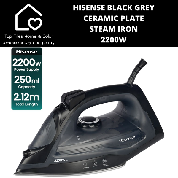 Hisense Black Grey Ceramic Plate Steam Iron - 2200W