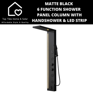 Matte Black 6 Function Shower Panel Column with Handshower & LED Strip