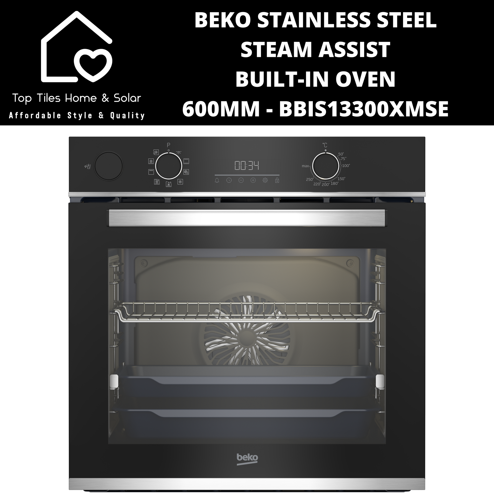 Beko Stainless Steel Steam Assist Built-in Oven - 600mm BBIS13300XMSE