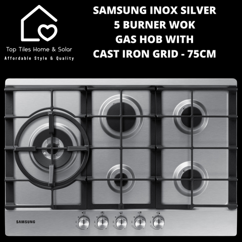 Samsung Inox 5 Burner Wok Gas Hob with Cast Iron Grid - 75cm