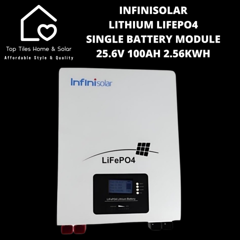 InfiniSolar Lithium LiFePo4 Single Solar Battery Module - 25.6V 100Ah 2.56kWh