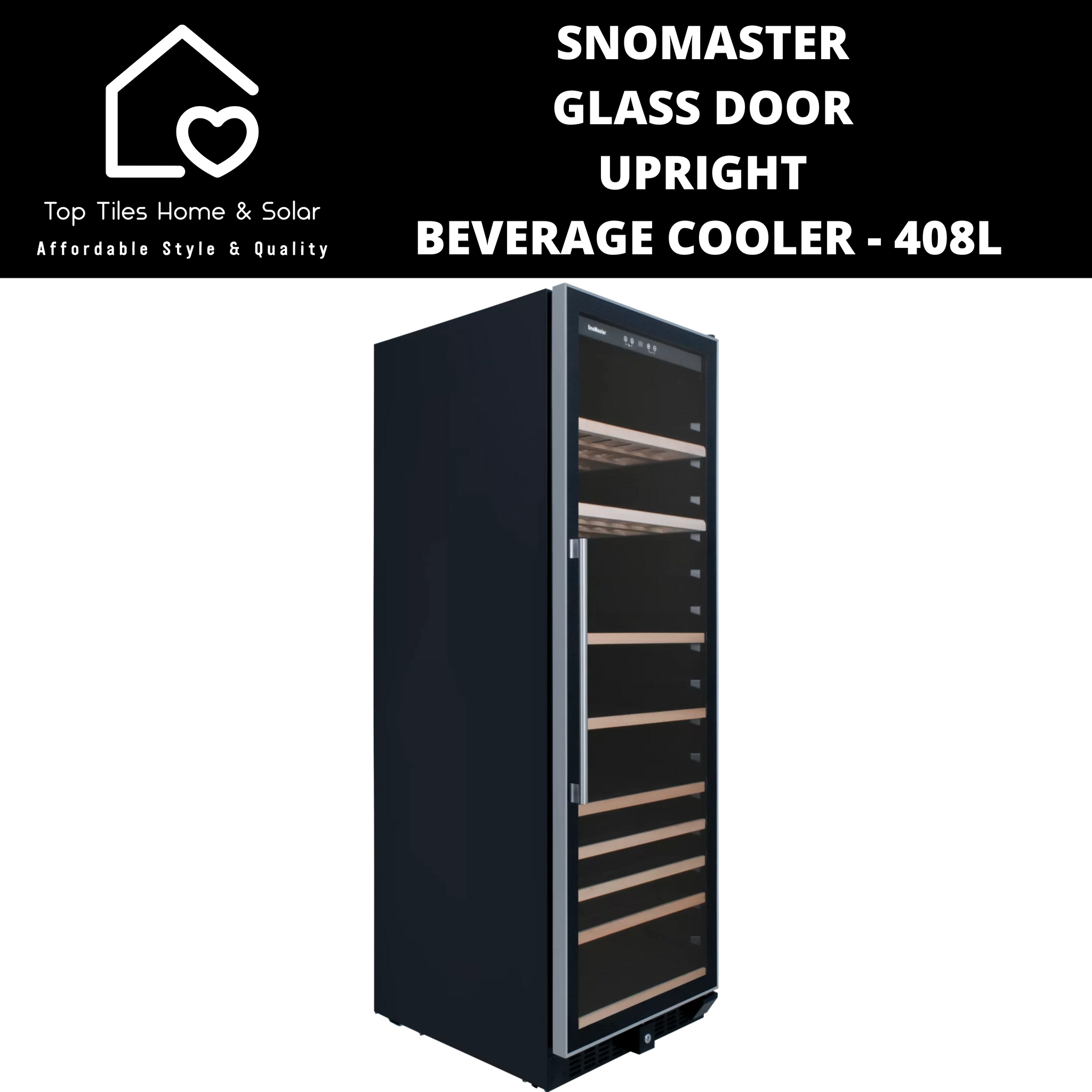 SnoMaster Glass Door Upright Beverage Cooler - 408L – Top Tiles