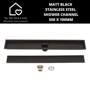 Matt Black Stainless Steel Shower Channel - 500 x 100mm