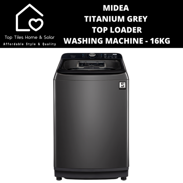 Midea Titanium Grey TurboWash Top Loader Washing Machine - 16kg