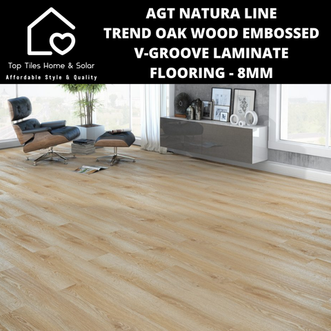 AGT Natura Line Trend Oak Wood Embossed V-Groove Laminate Flooring - 8mm