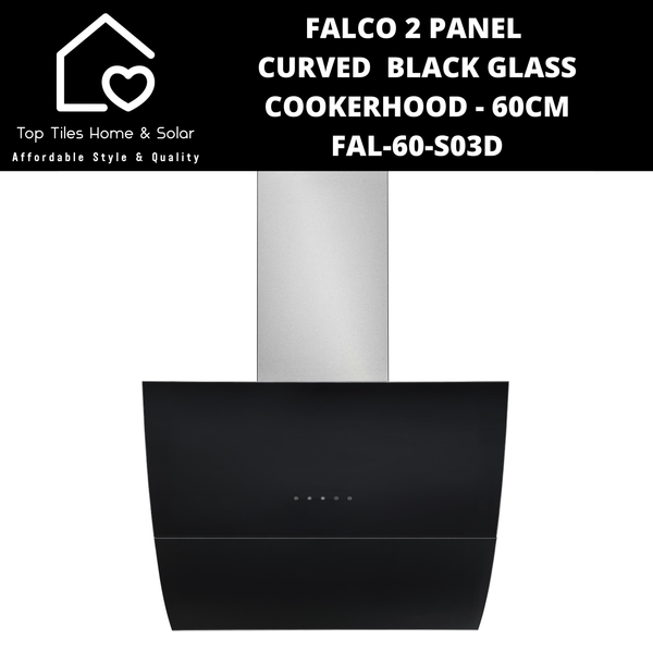 Falco 2 Panel Curved  Black Glass Cookerhood - 60cm FAL-60-S03D
