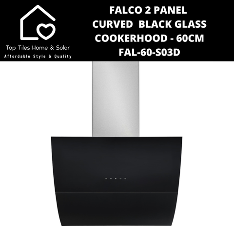 Falco 2 Panel Curved  Black Glass Cookerhood - 60cm FAL-60-S03D