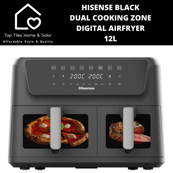 Hisense Black Dual Cooking Zone Digital Airfryer - 12L