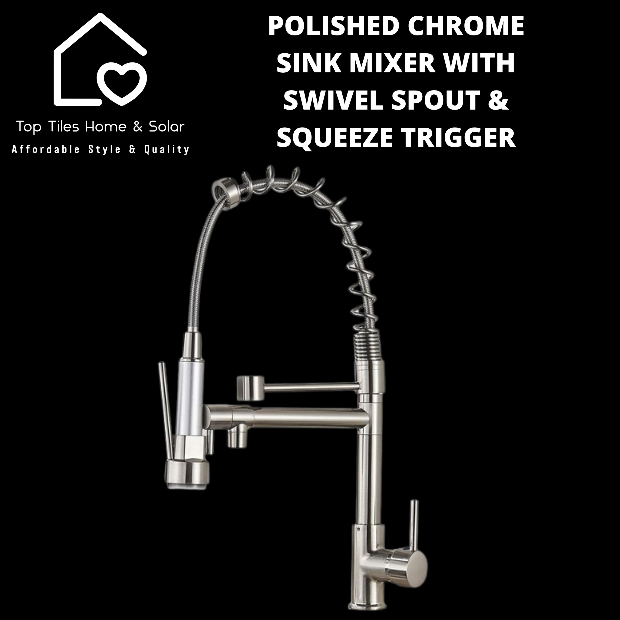 Chrome Sink Mixer with Swivel Spout & Squeeze Trigger