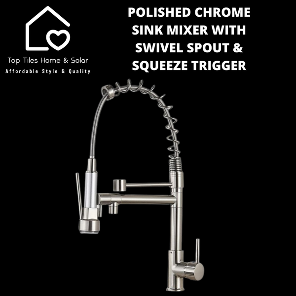 Chrome Sink Mixer with Swivel Spout & Squeeze Trigger