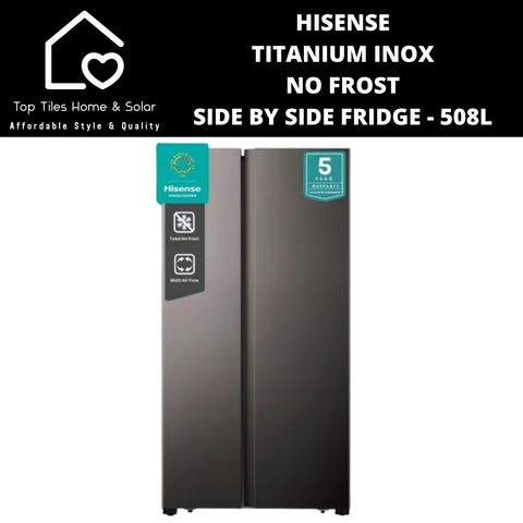 Hisense Titanium Inox No Frost Side by Side Fridge - 508L