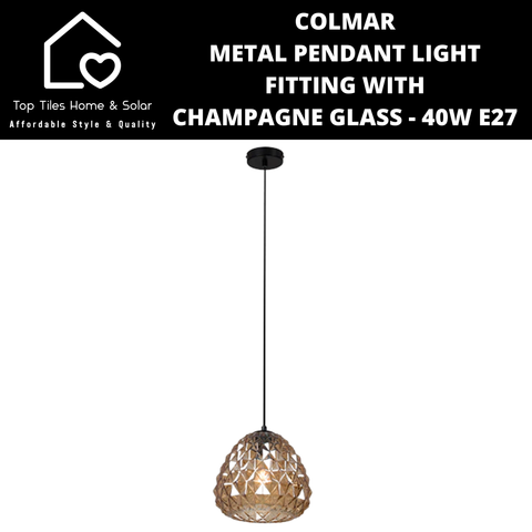 Colmar Metal Pendant Light Fitting with Champagne Glass - 40W E27