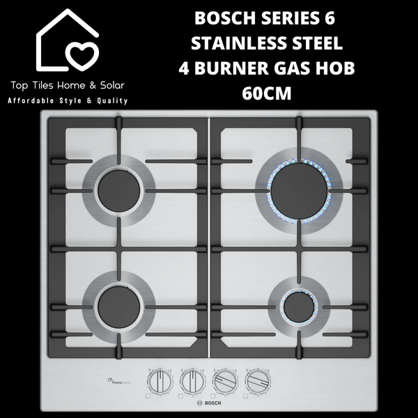 Bosch Series 6 - Stainless Steel 4 Burner Gas Hob - 60cm