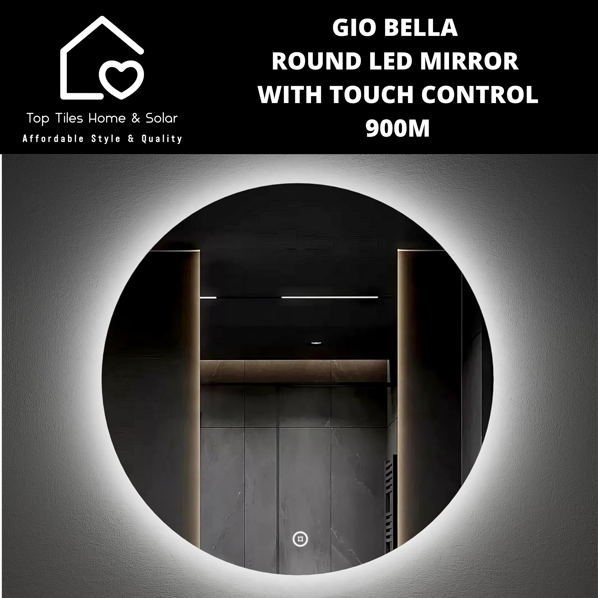 Gio Bella Round LED Mirror with Touch Control - 900mm