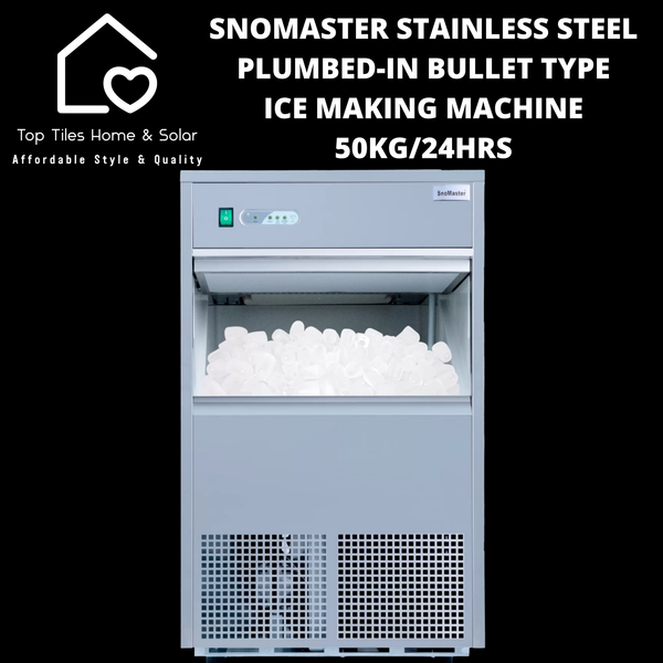 SnoMaster Stainless Steel Plumbed-in Bullet Type Ice Making Machine - 50kg/24Hrs