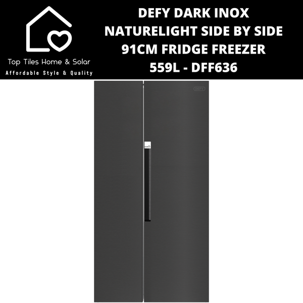 Defy Dark Inox NatureLight Side by Side 91cm Fridge Freezer - 559L DFF636