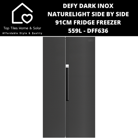 Defy Dark Inox NatureLight Side by Side 91cm Fridge Freezer - 559L DFF636