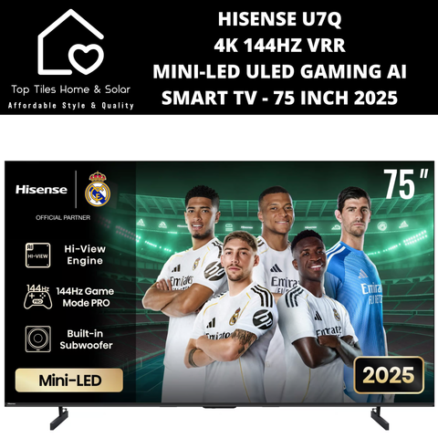 Hisense U7Q 4K 144Hz VRR  Mini-LED ULED Gaming Ai Smart TV - 75 Inch 2025