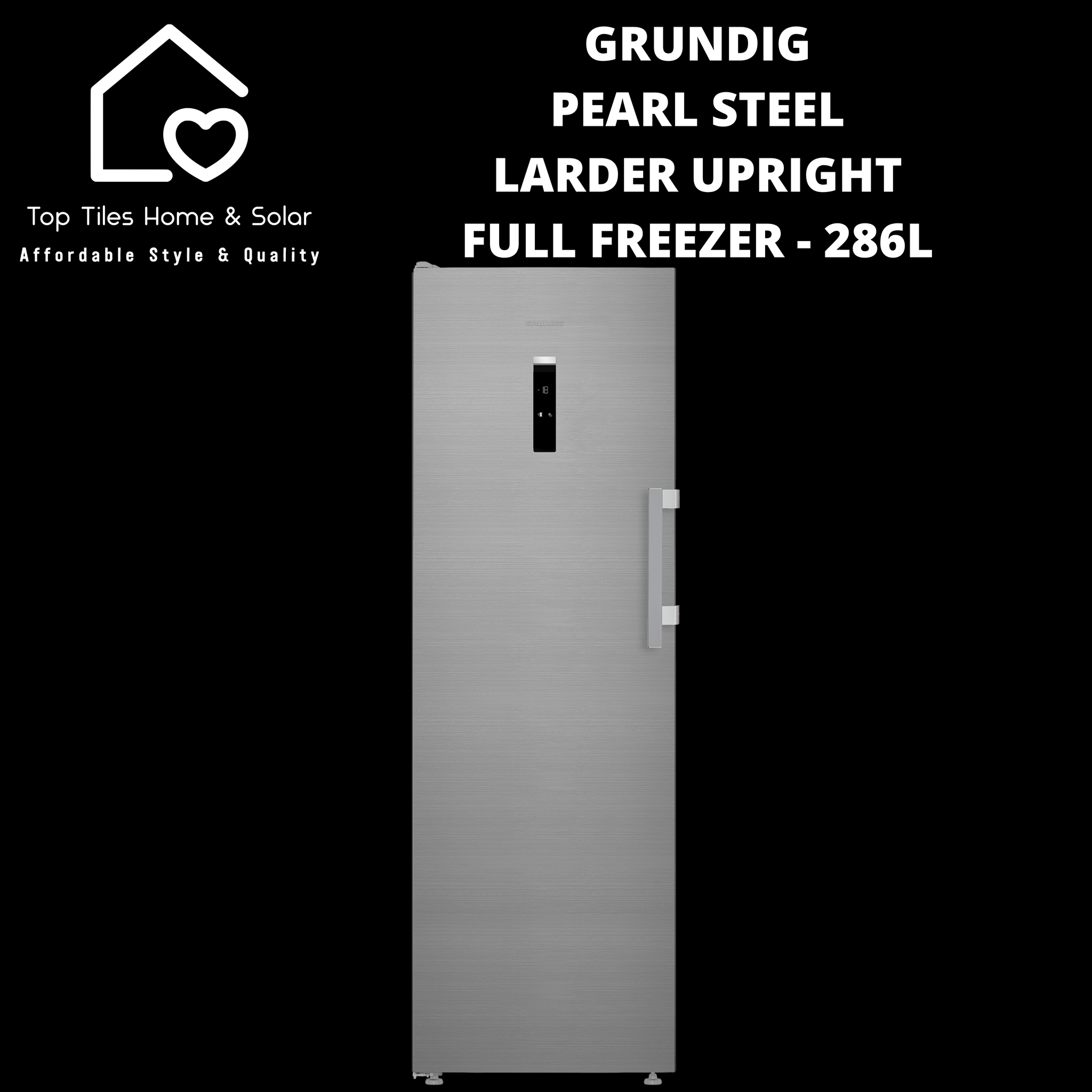 Grundig Pearl Steel Larder Upright Full Freezer - 286L