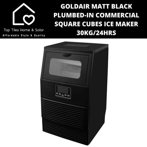 Goldair Matt Black Plumbed-in Commercial Square Cubes Ice Maker - 30kg/24hrs