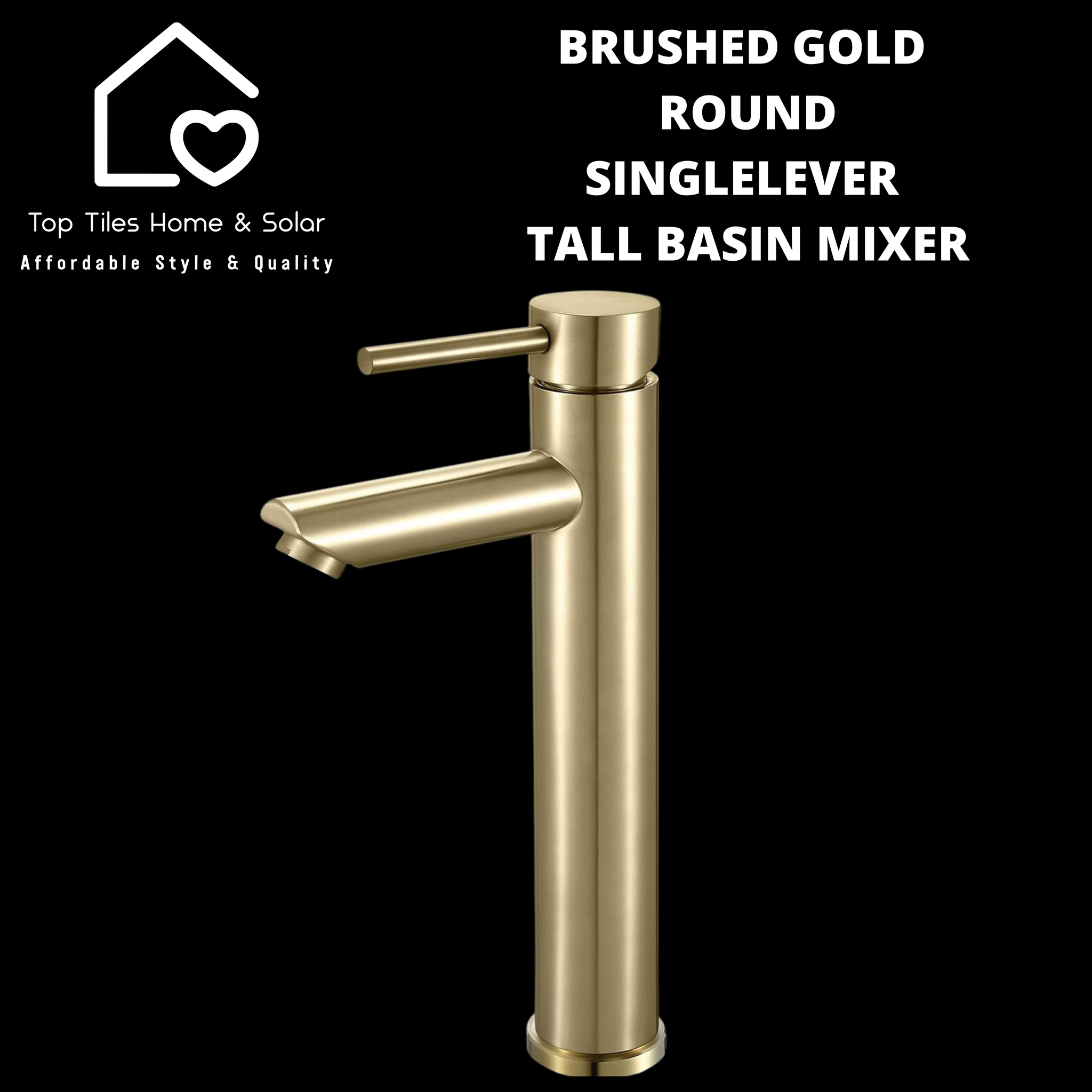 Brushed Gold Round Single Lever Tall Basin Mixer