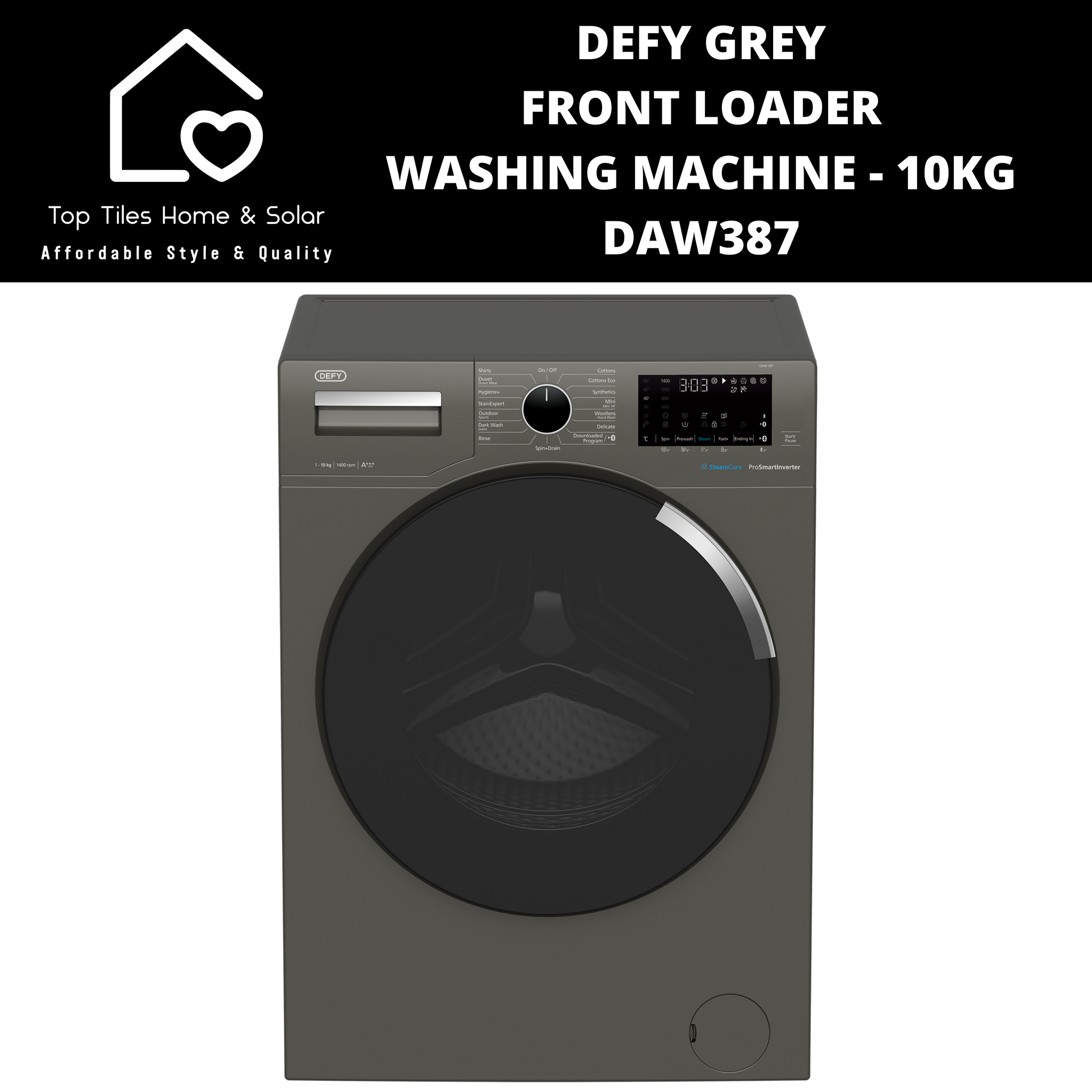 Defy Grey Front Loader Washing Machine - 10kg DAW387