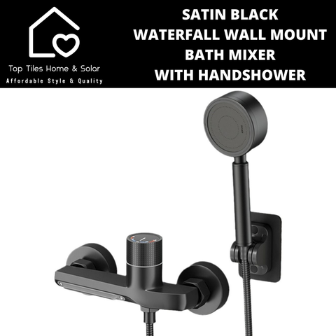 Satin Black Waterfall Wall Mount Bath Mixer With Handshower